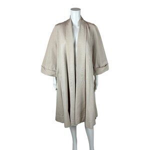 Vintage 50s Open Coat Womens Medium Beige Textured Evening Opera Overcoat